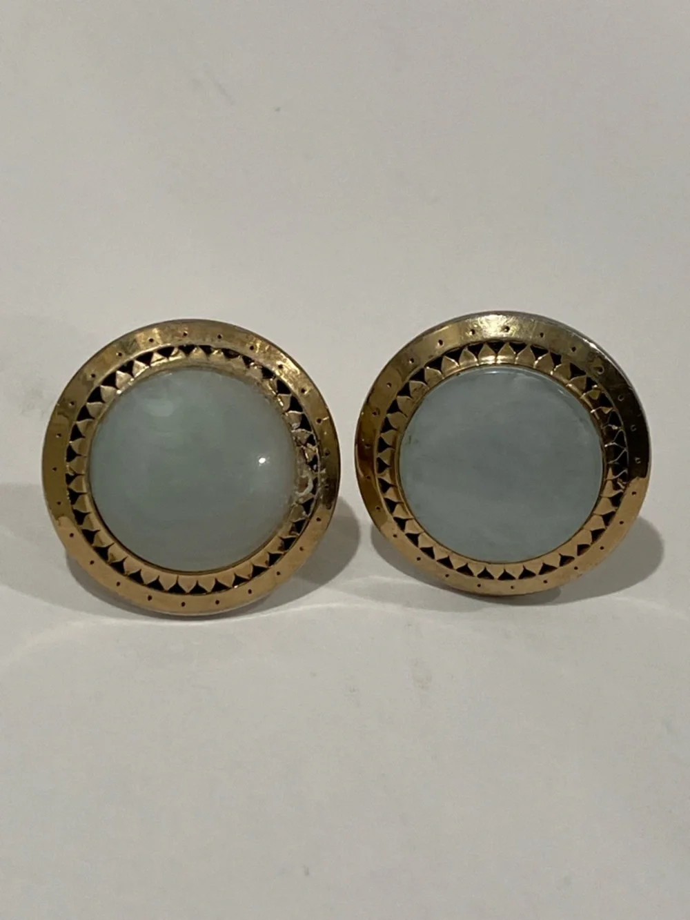 Vintage Swank Gold Tone With Dusty Blue Stone Men's Cuff Links